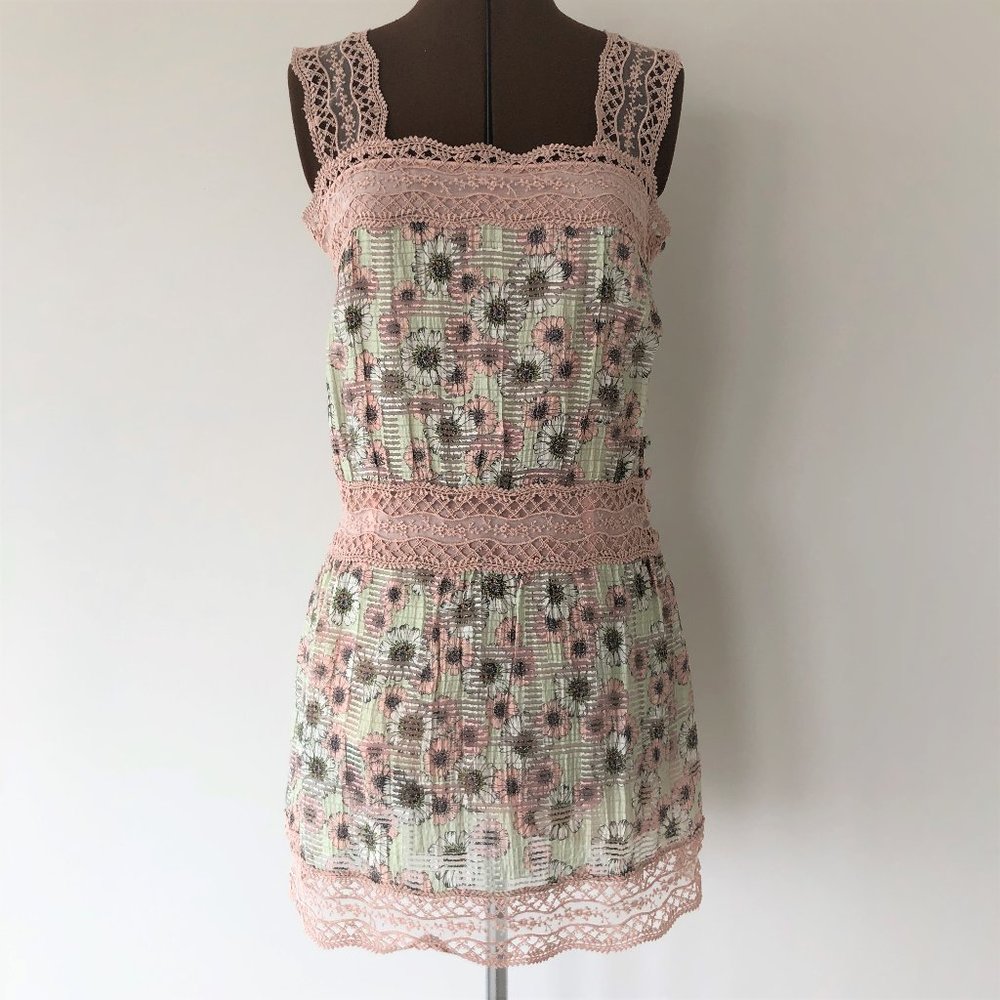Alexis Pink Lace Trim Floral Sundress/Tunic